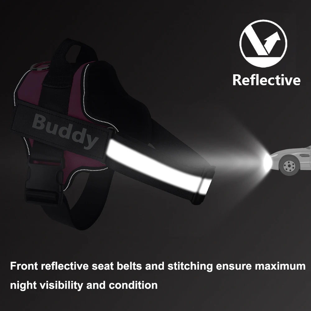 Personalized No-Pull Reflective Dog Harness – Breathable Custom Pet Vest (Small → Large)