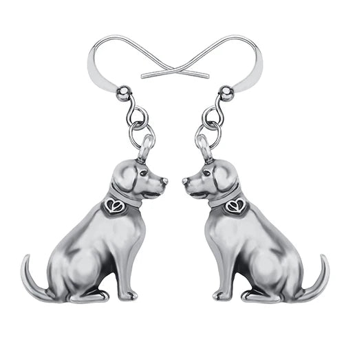 Antique Gold and Silver Labrador Earrings