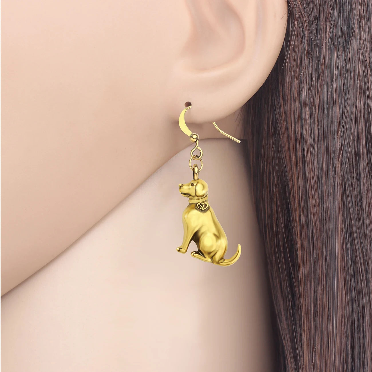 Antique Gold and Silver Labrador Earrings