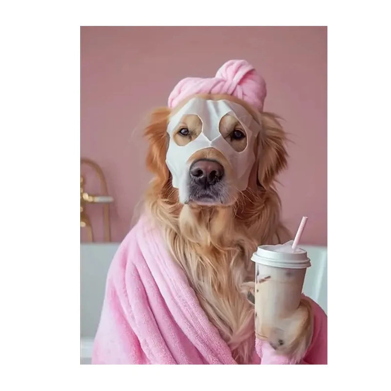 Golden Retriever Wall Art Canvas – Funny Dog Spa Print