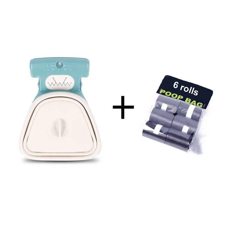 Portable Dog Pooper Scooper with Waste Bag Dispenser (Includes 6 Rolls of Bags)