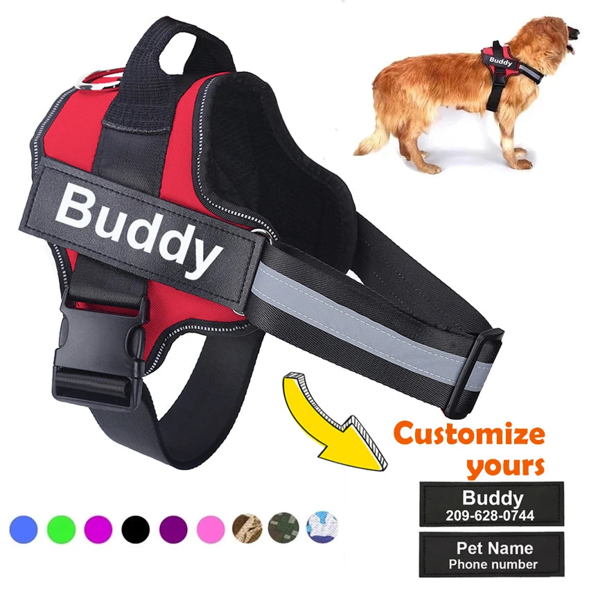 Personalized No-Pull Reflective Dog Harness – Breathable Custom Pet Vest (Small → Large)