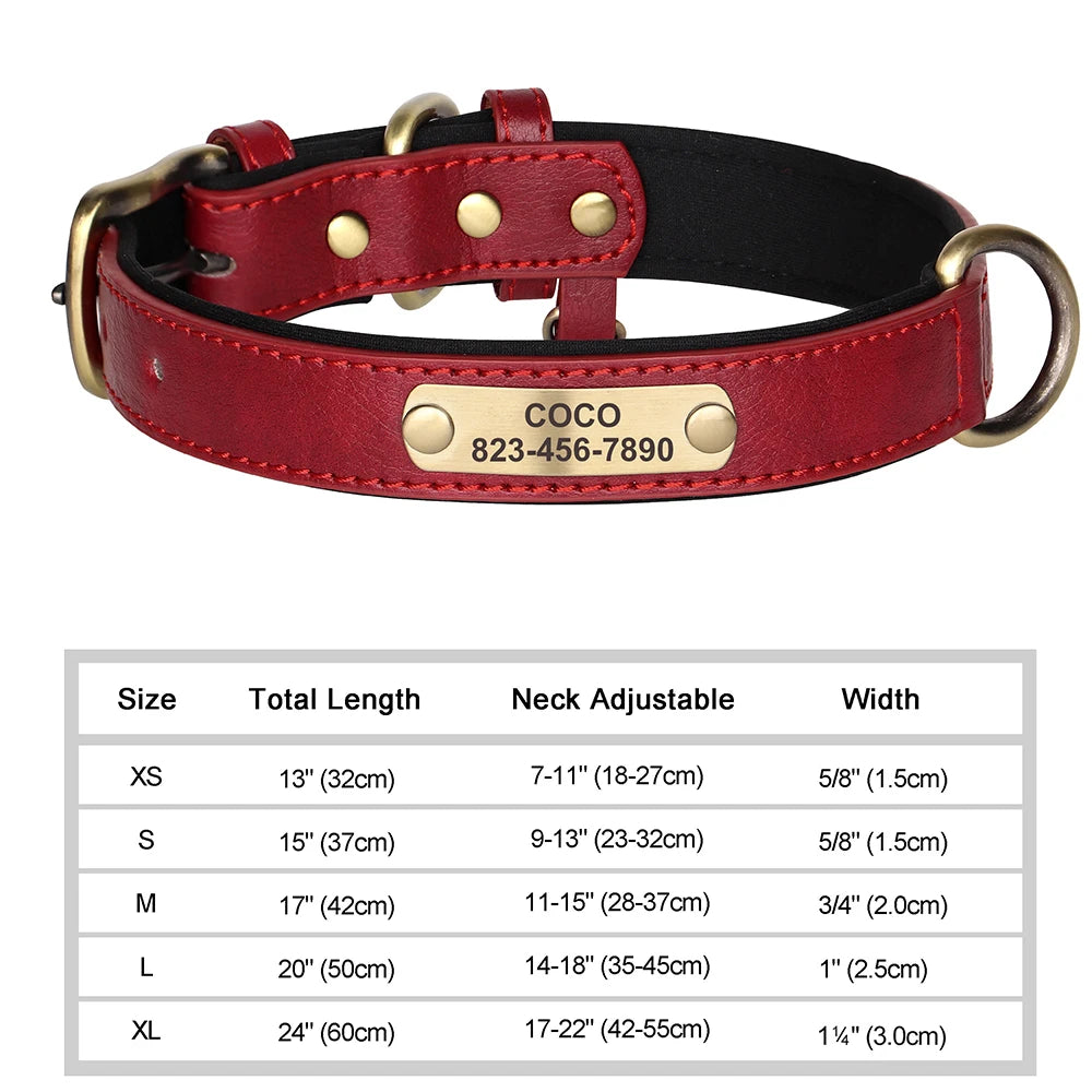 Personalized Dog Collar – Custom Engraved PU Leather Collar