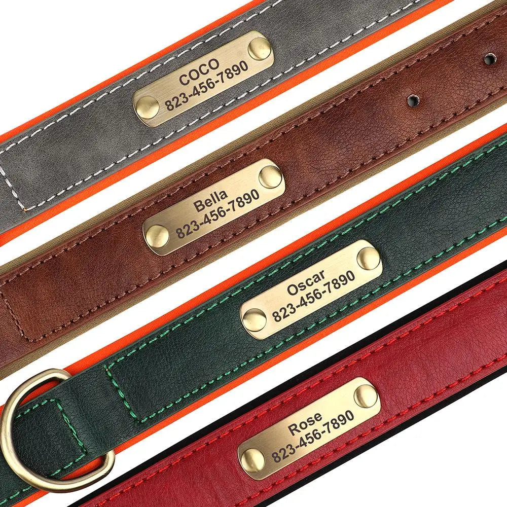 Personalized Dog Collar – Custom Engraved PU Leather Collar