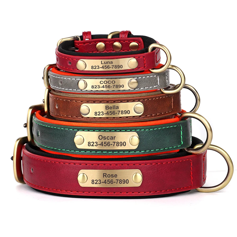 Personalized Dog Collar – Custom Engraved PU Leather Collar