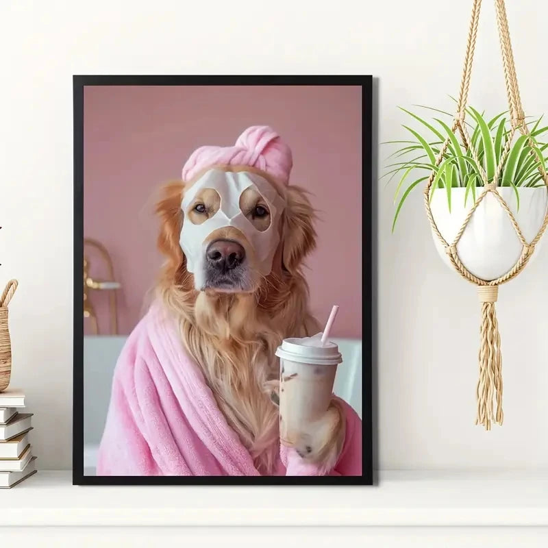 Golden Retriever Wall Art Canvas – Funny Dog Spa Print