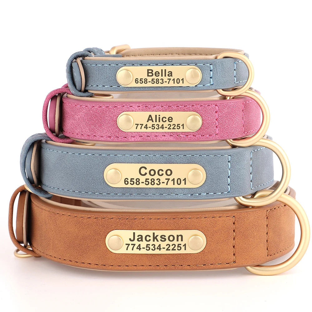 Personalized Dog Collar – Custom Engraved PU Leather Collar