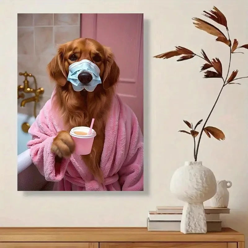 Golden Retriever Wall Art Canvas – Funny Dog Spa Print