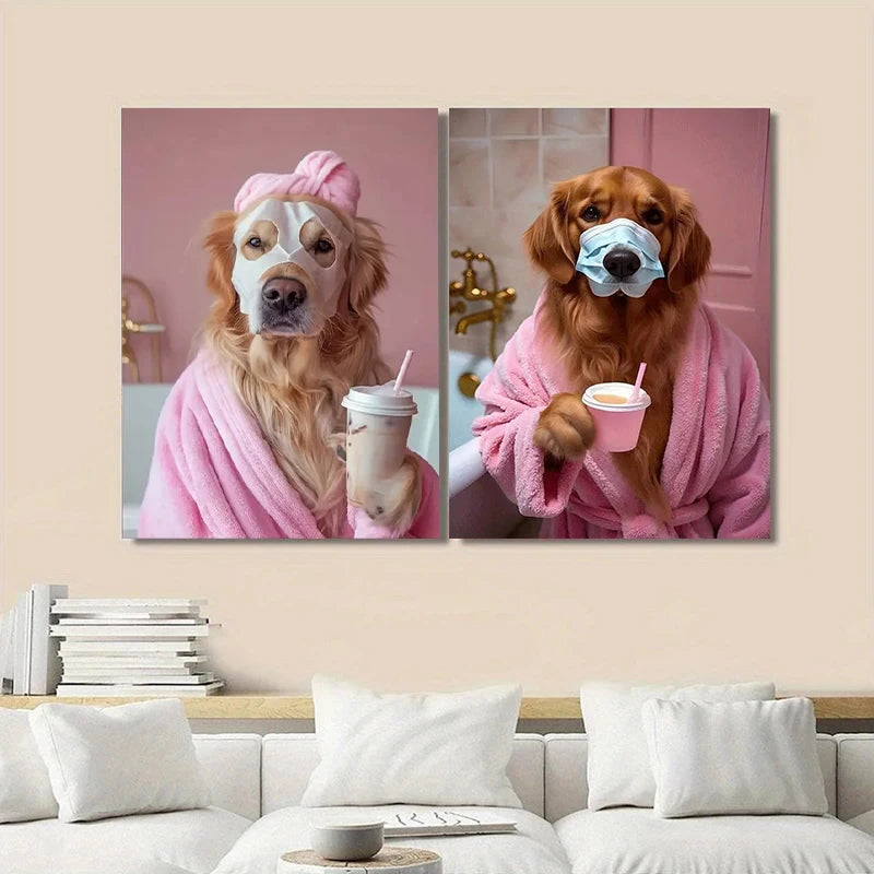 Golden Retriever Wall Art Canvas – Funny Dog Spa Print
