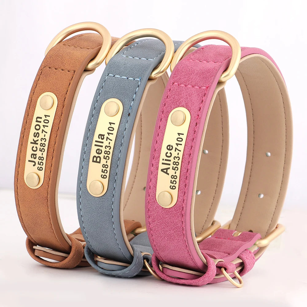 Personalized Dog Collar – Custom Engraved PU Leather Collar