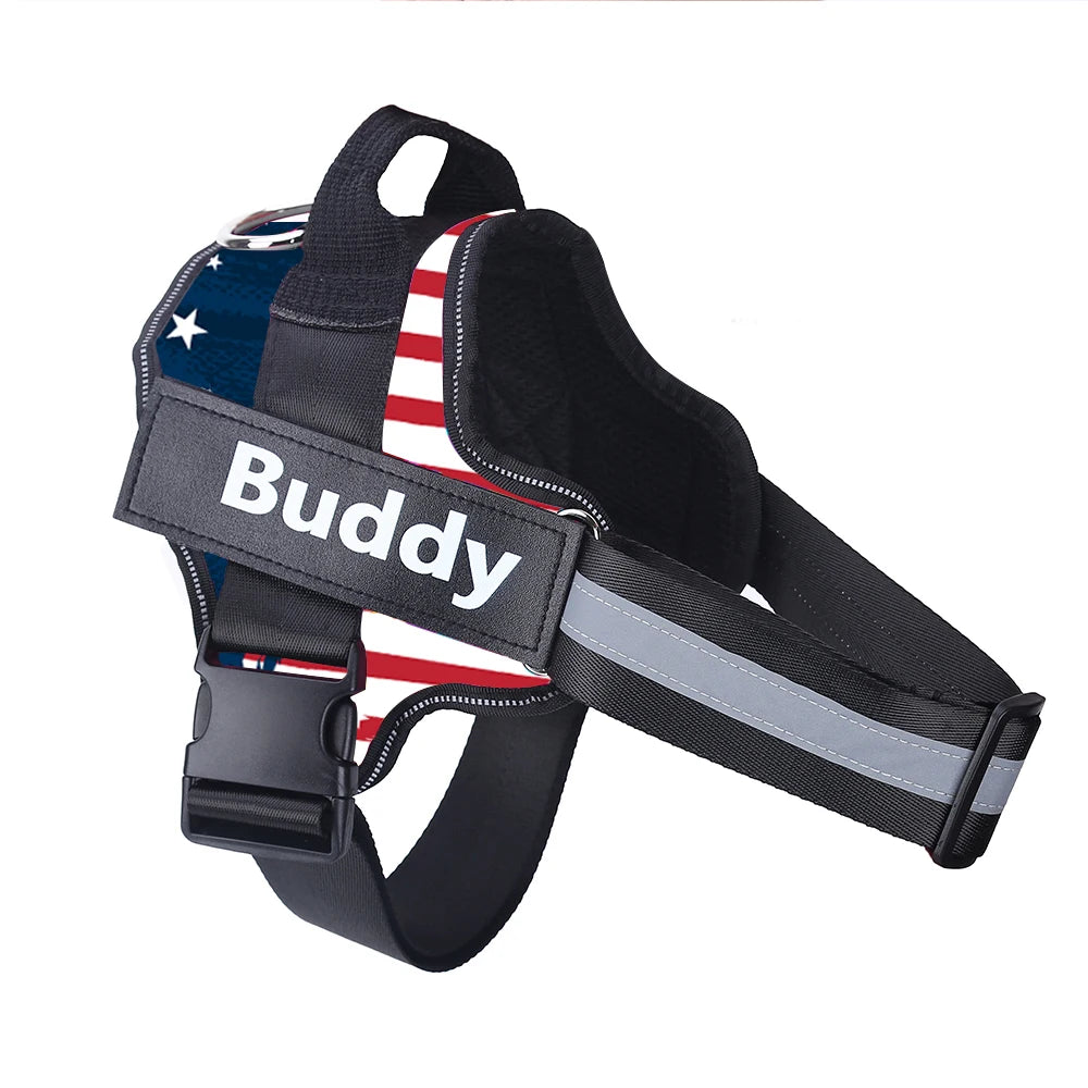 Personalized No-Pull Reflective Dog Harness – Breathable Custom Pet Vest (Small → Large)