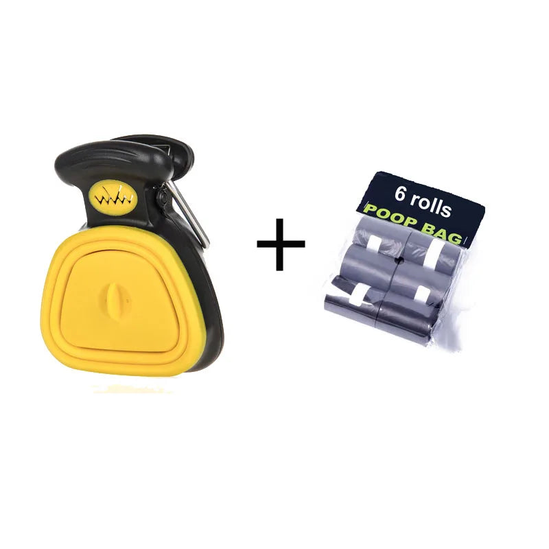 Portable Dog Pooper Scooper with Waste Bag Dispenser (Includes 6 Rolls of Bags)