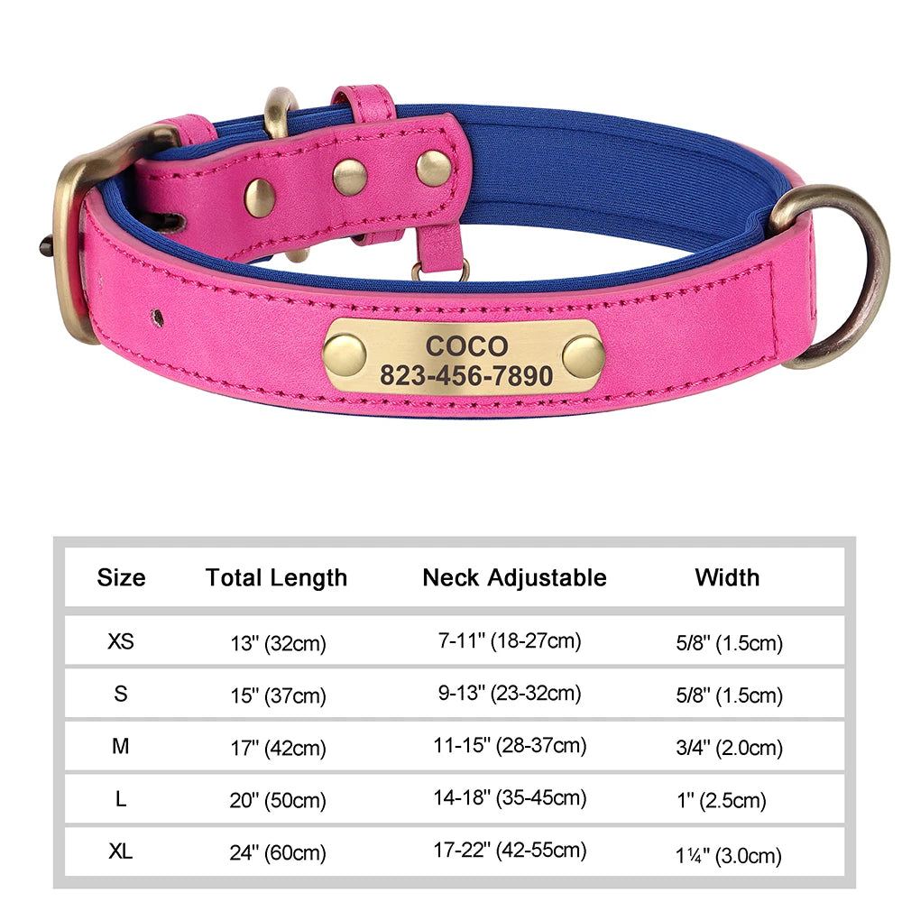 Personalized Dog Collar – Custom Engraved PU Leather Collar