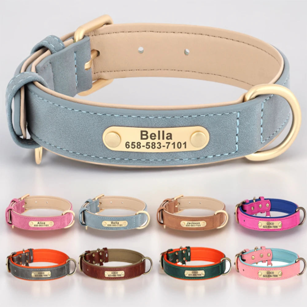 Personalized Dog Collar – Custom Engraved PU Leather Collar