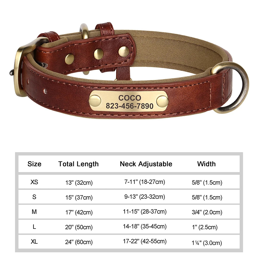 Personalized Dog Collar – Custom Engraved PU Leather Collar