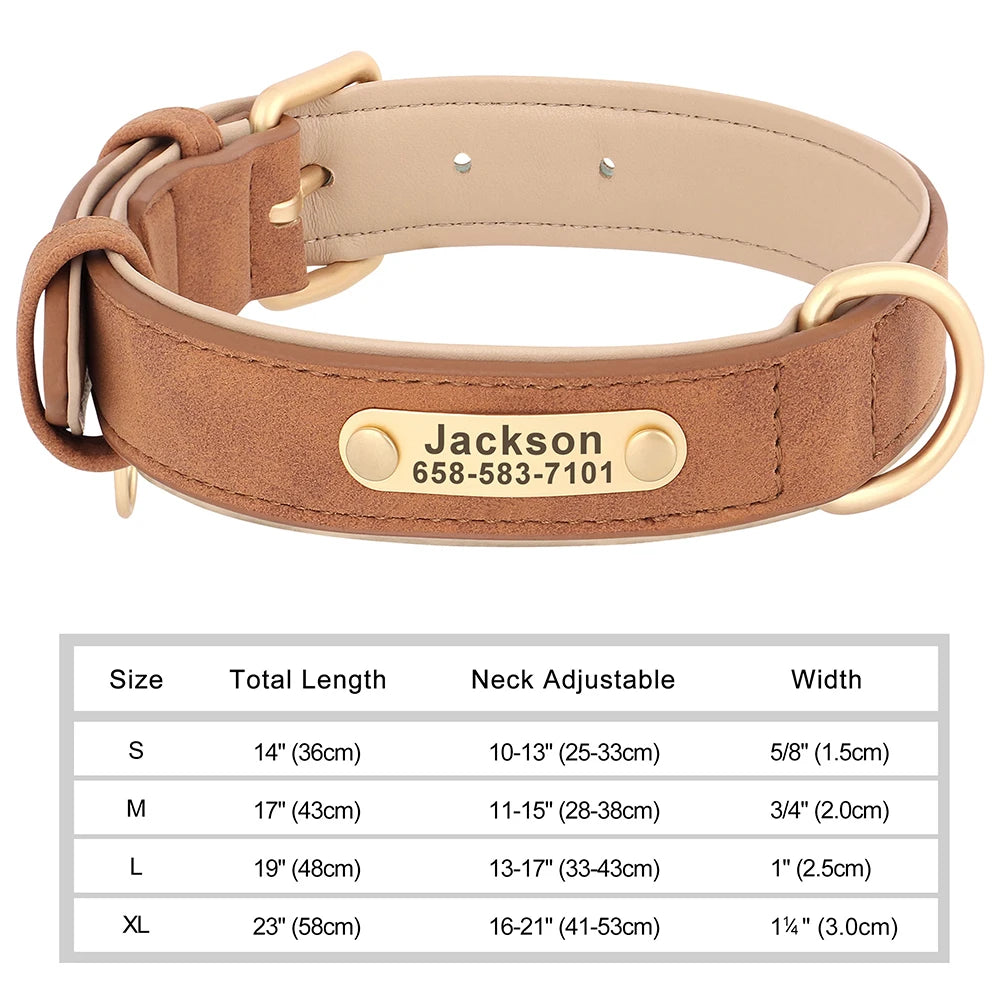 Personalized Dog Collar – Custom Engraved PU Leather Collar