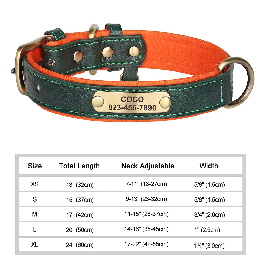 Personalized Dog Collar – Custom Engraved PU Leather Collar