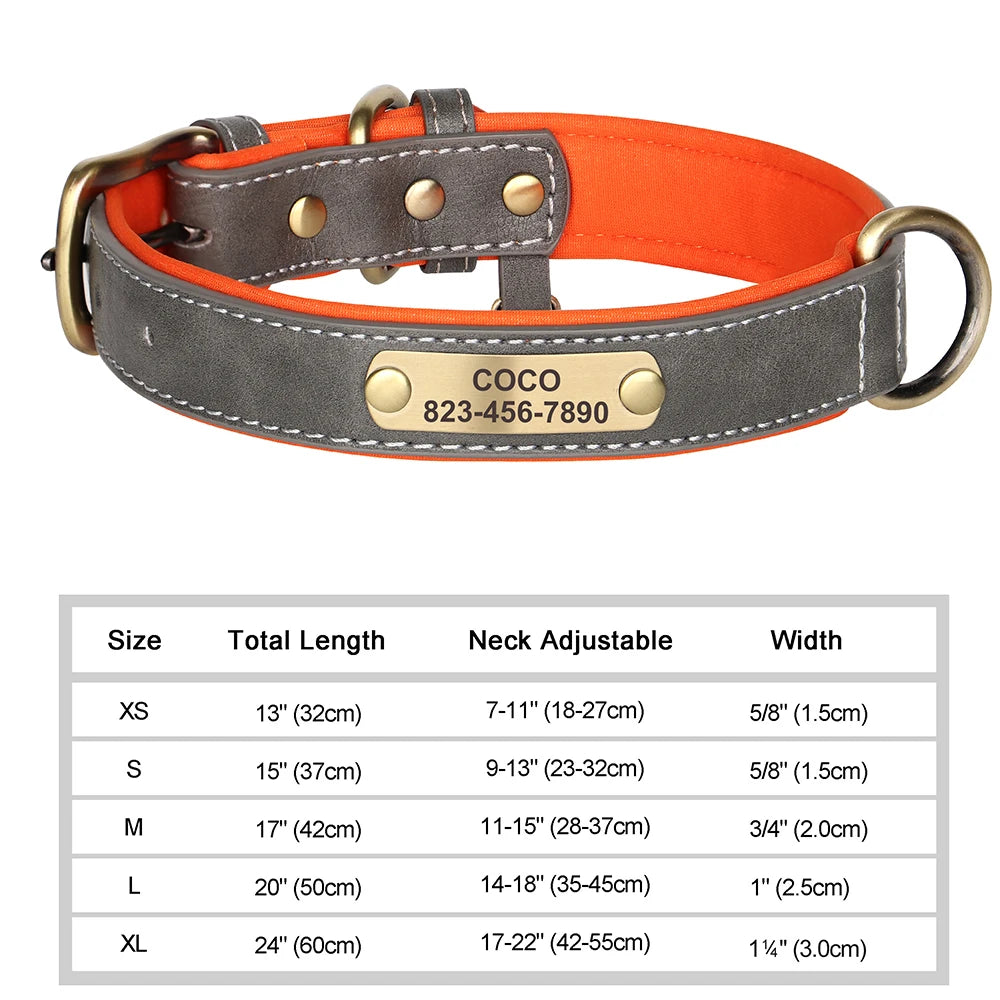 Personalized Dog Collar – Custom Engraved PU Leather Collar