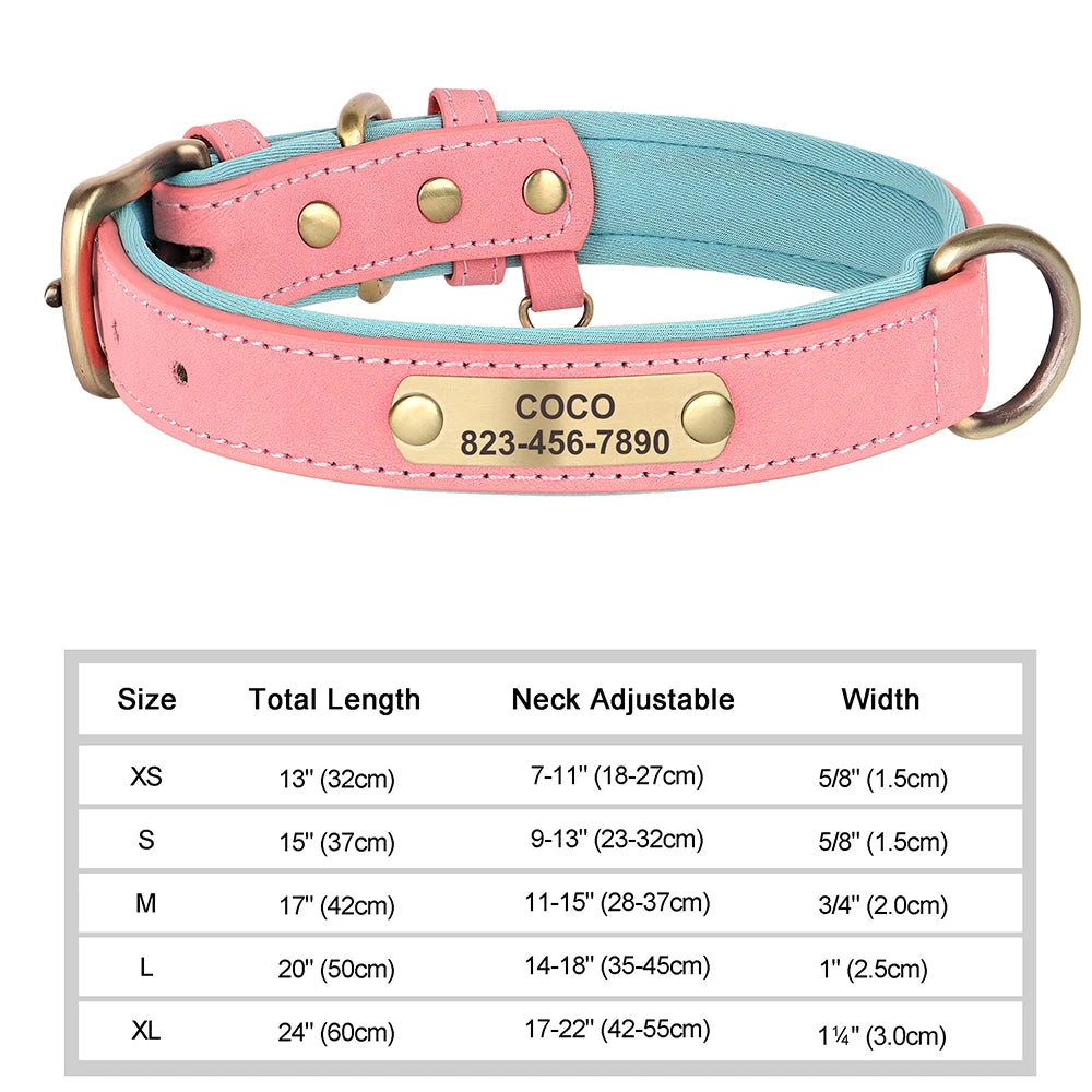 Personalized Dog Collar – Custom Engraved PU Leather Collar