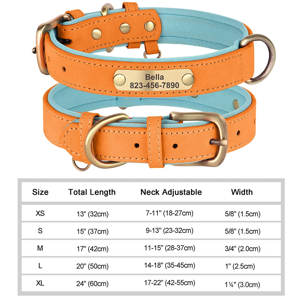Personalized Dog Collar – Custom Engraved PU Leather Collar