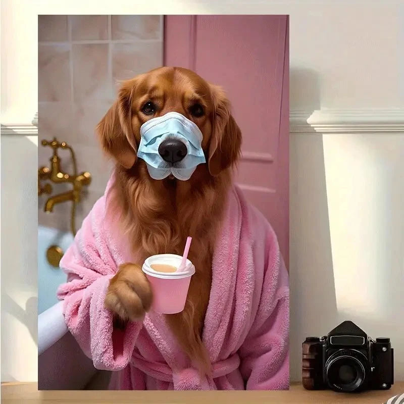 Golden Retriever Wall Art Canvas – Funny Dog Spa Print