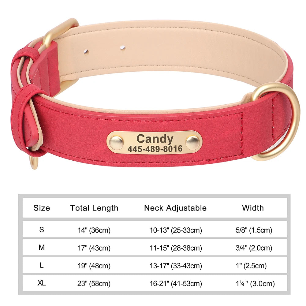 Personalized Dog Collar – Custom Engraved PU Leather Collar