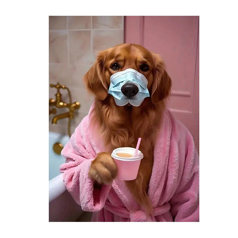 Golden Retriever Wall Art Canvas – Funny Dog Spa Print
