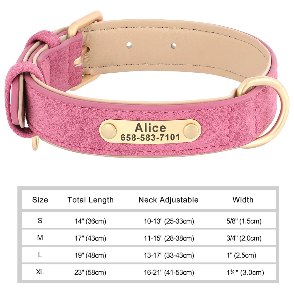 Personalized Dog Collar – Custom Engraved PU Leather Collar