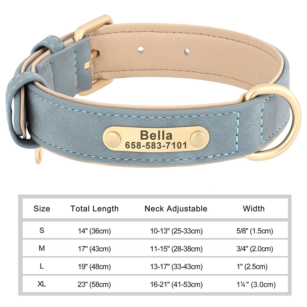 Personalized Dog Collar – Custom Engraved PU Leather Collar