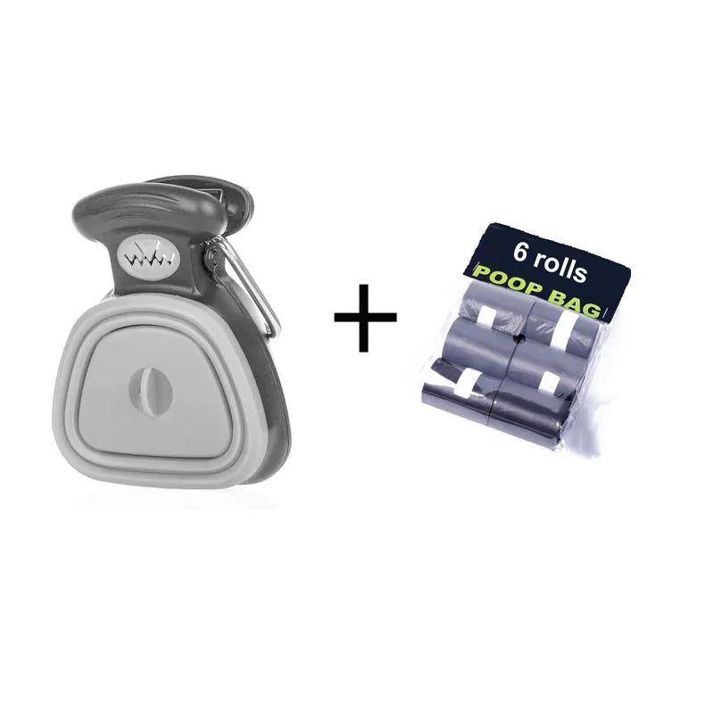 Portable Dog Pooper Scooper with Waste Bag Dispenser (Includes 6 Rolls of Bags)