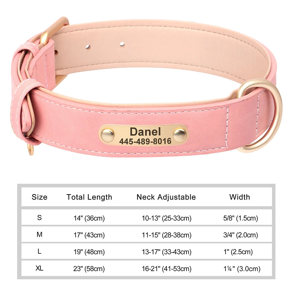 Personalized Dog Collar – Custom Engraved PU Leather Collar